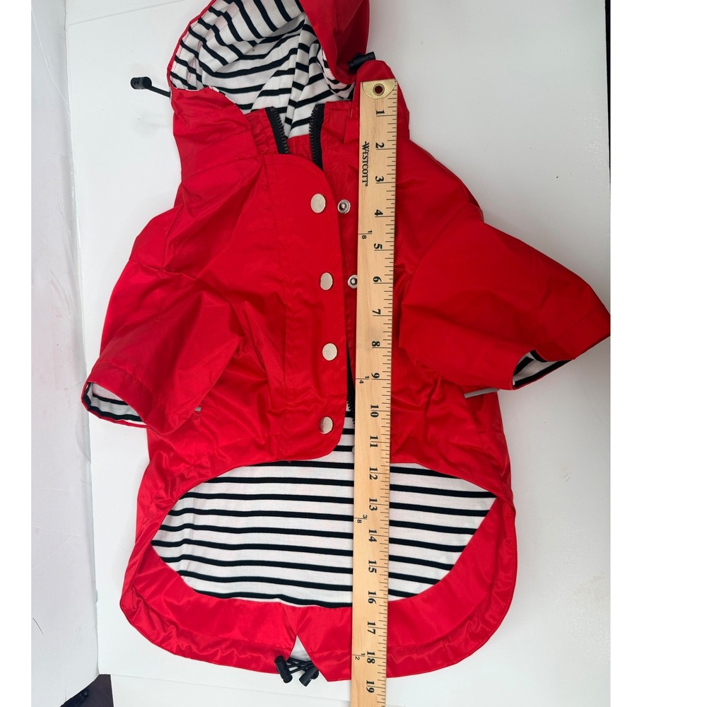 Dog Raincoat Medium Waterproof Red Hooded Jacket Reflective Lined Pet Coat - Picture 12 of 15